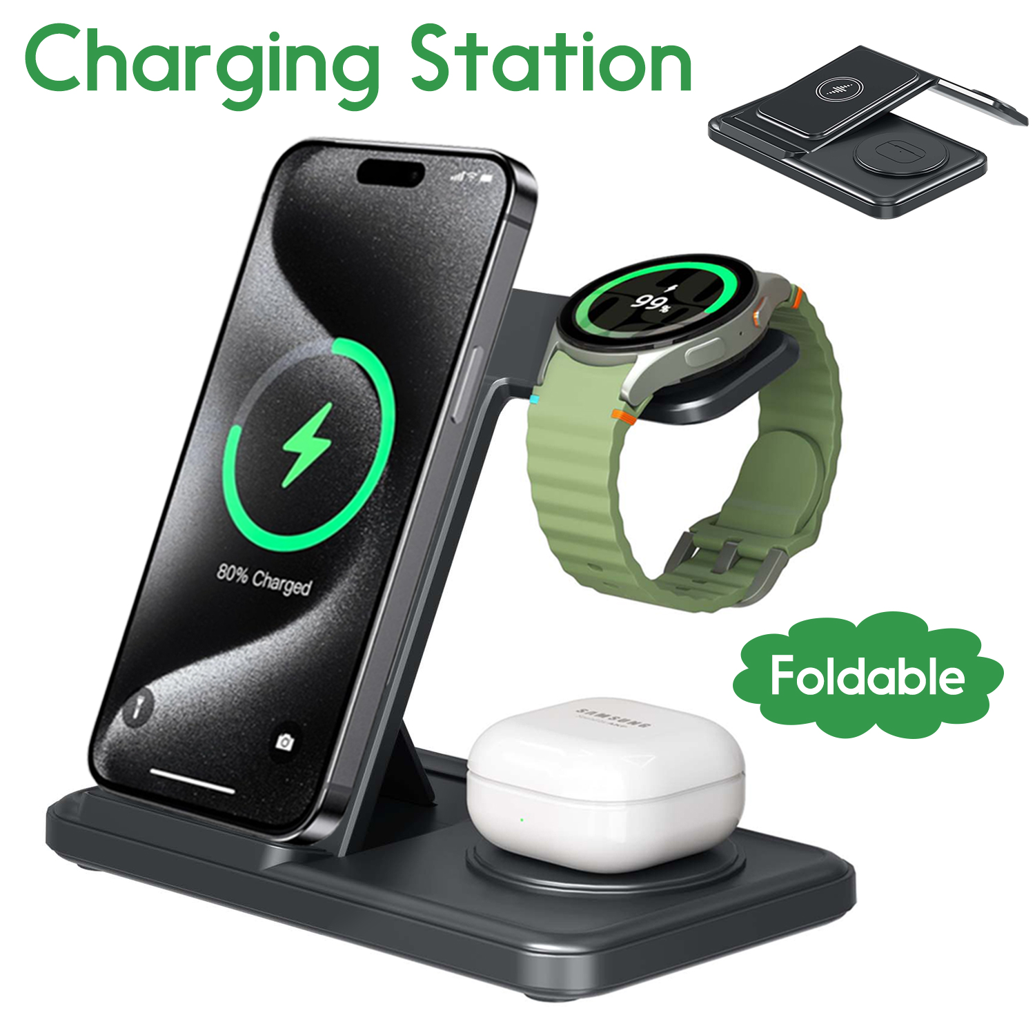 Smartwatch Ac - Desktop 3-in-1 Wireless Charger Station For