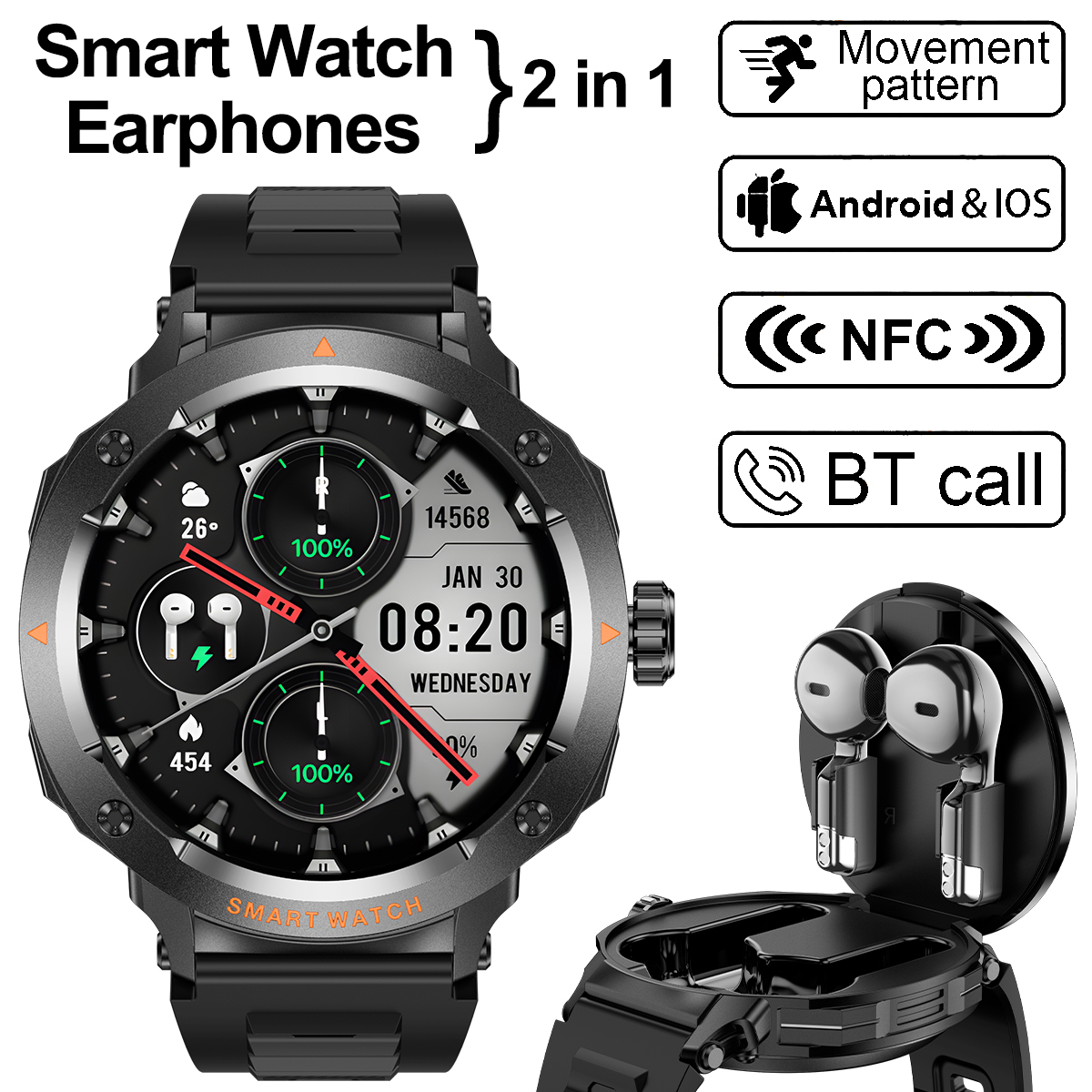 NFC Smart Watch Wireless Earph - Smartwatch Headset reseña y precio