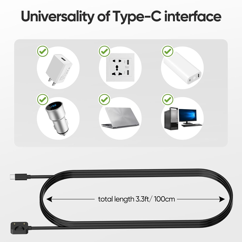 Black USB-C Charging Cord for  - Best Smartwatch Accessories reseña y precio