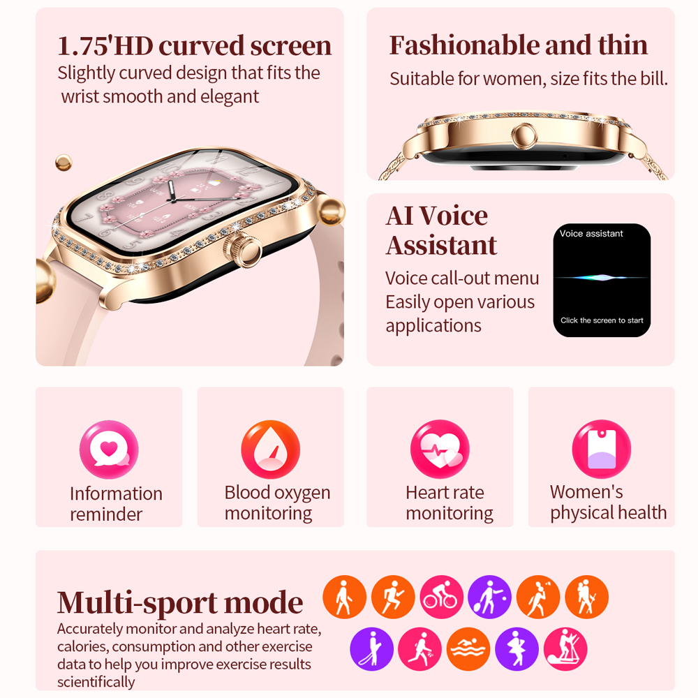 2026 New Fashion Women Diamond - Smartwatch Face reseña y precio
