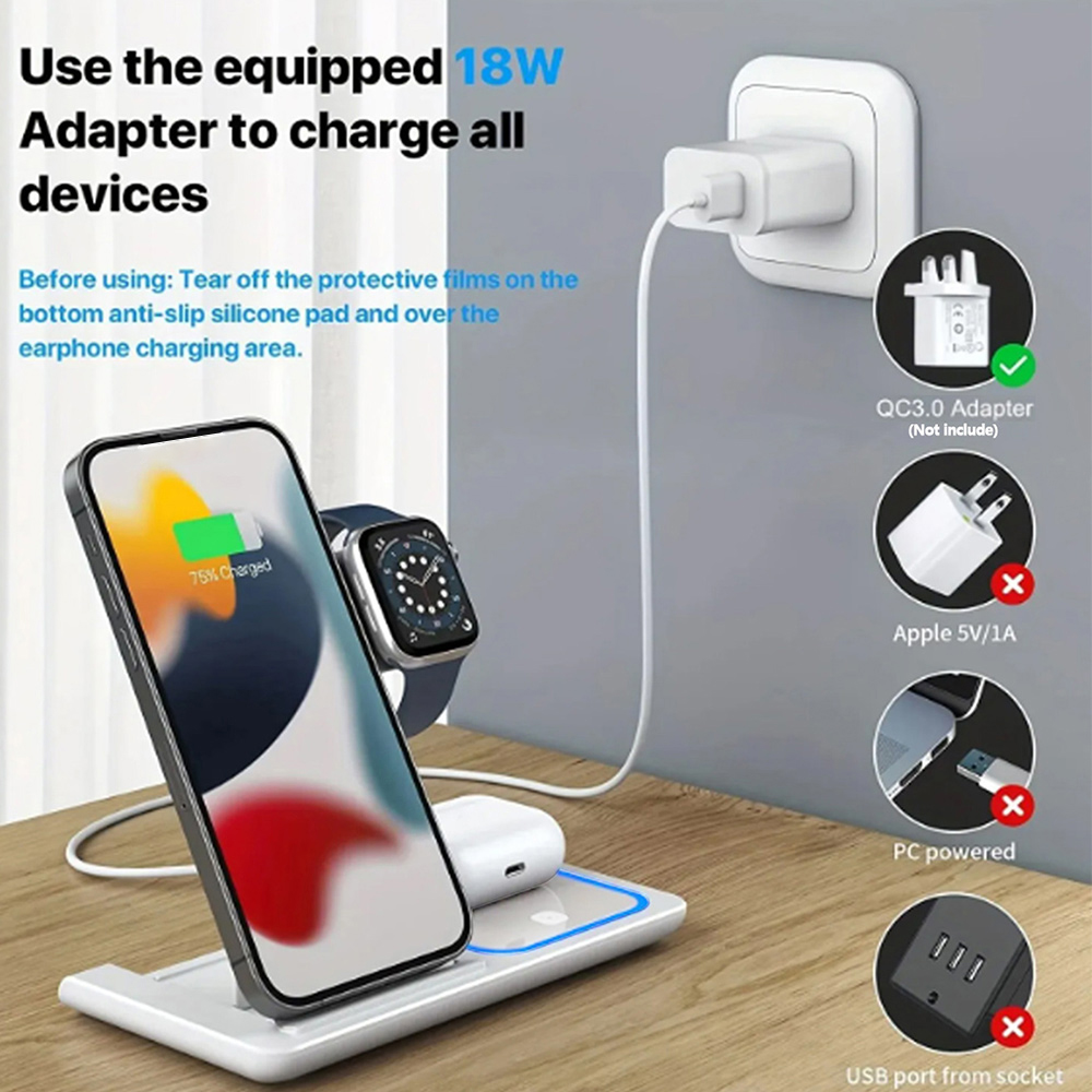 15W 3 in 1 Wireless Charger St - Smartwatch Ac reseña y precio