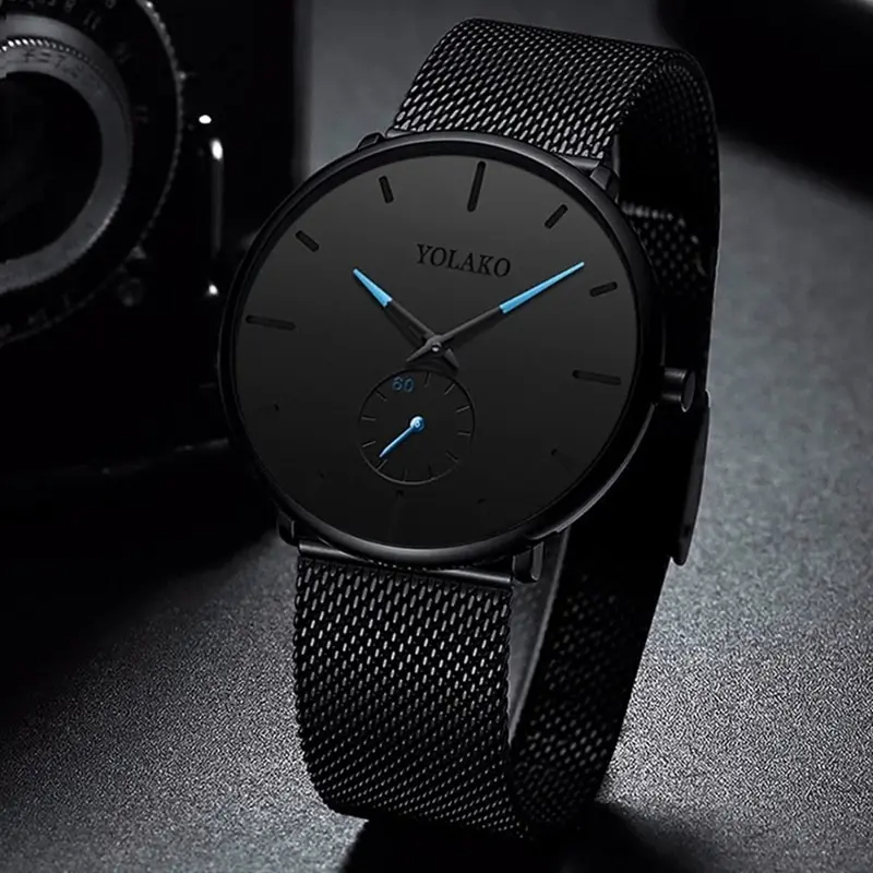 YOLAKO Mens Fashion Minimalist - Stainless Mesh Band reseña y precio