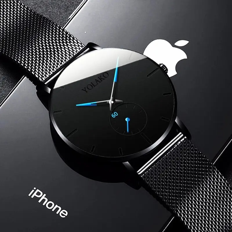 YOLAKO Mens Fashion Minimalist - Stainless Mesh Band reseña y precio