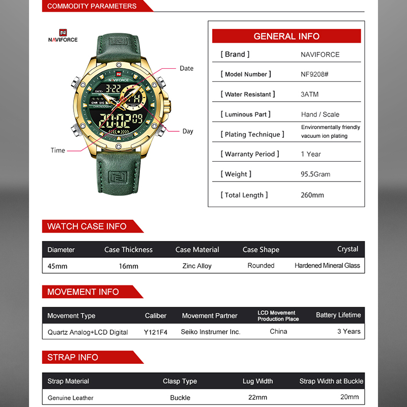 NAVIFORCE Luxury Men Quartz Wa - Smartwatch Guess reseña y precio