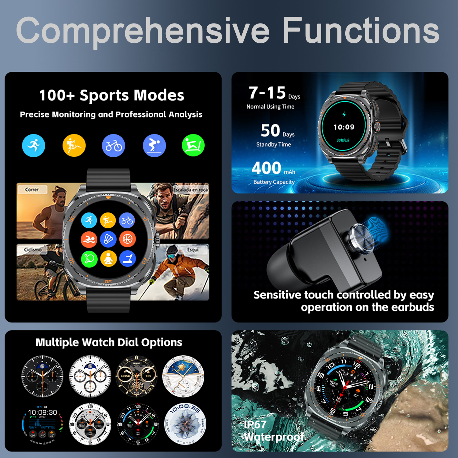 TWS 2in 1 Smart Watch with Hea - Smartwatch Headset reseña y precio