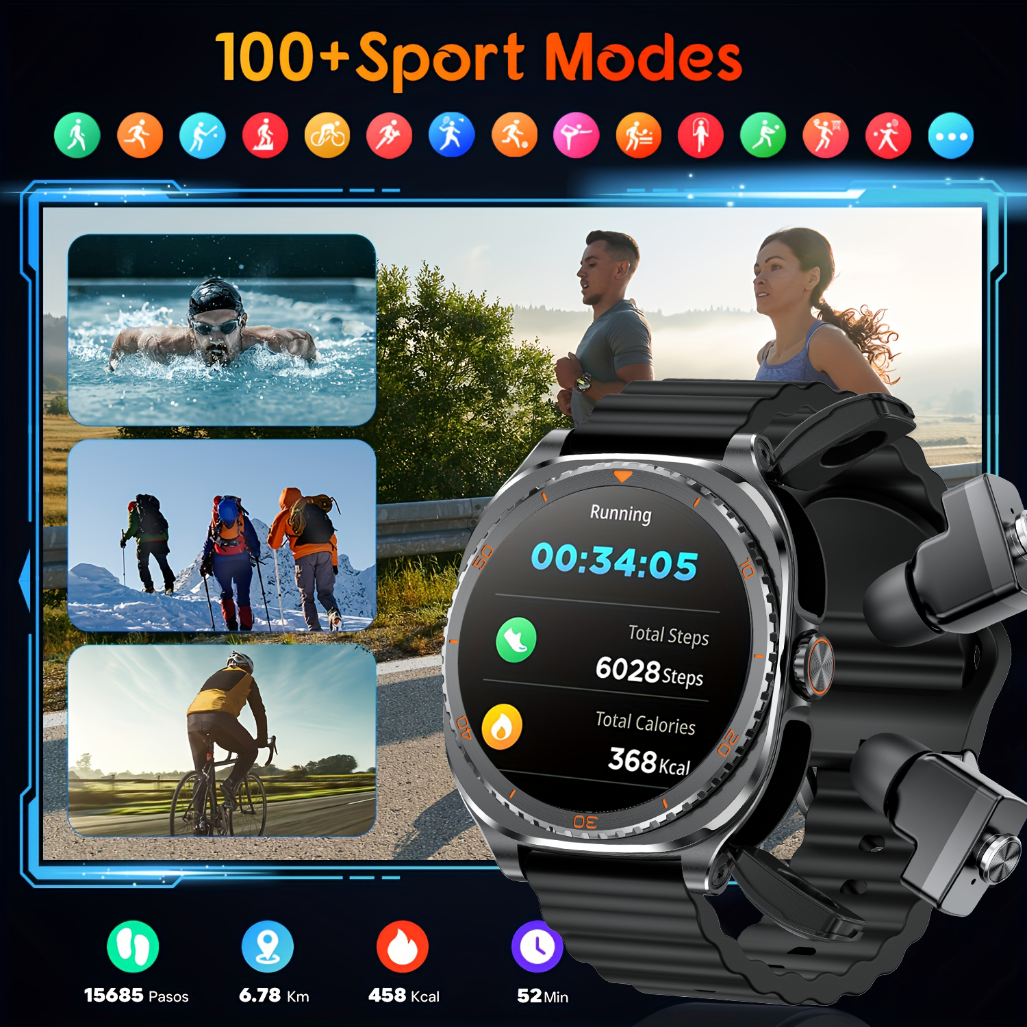 TWS 2in 1 Smart Watch with Hea - Smartwatch Headset reseña y precio