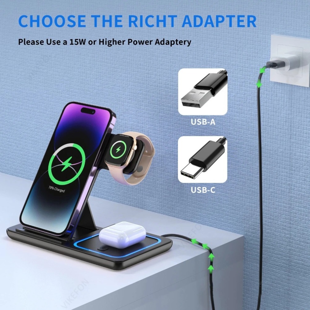 Foldable 3 in 1 Wireless Charg - Smartwatch Ac reseña y precio