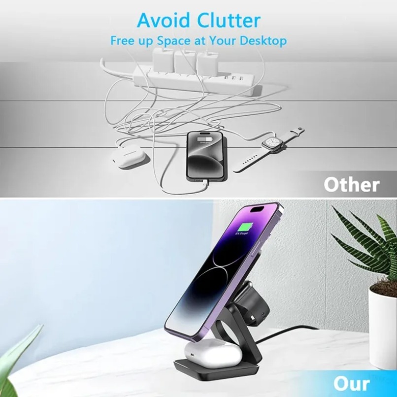 3 in 1 Foldable Magnetic Wirel - Smartwatch Ac reseña y precio