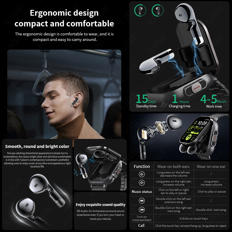 NFC Smart Watch TWS 2-in-1 Hea - Smartwatch Headset reseña y precio