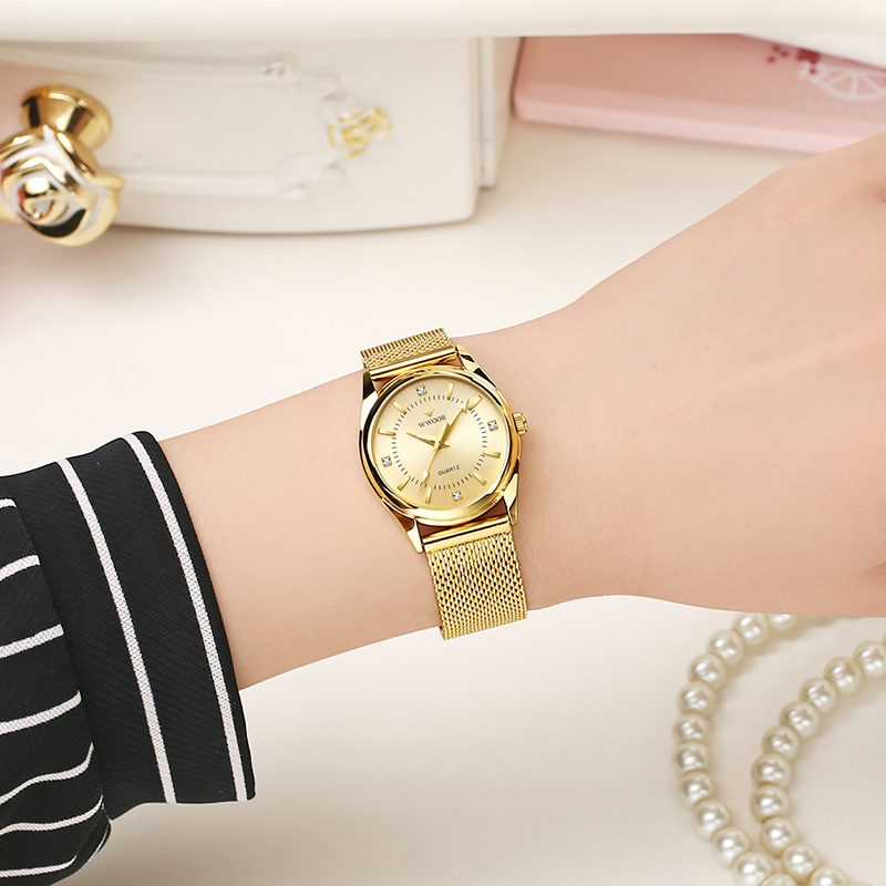WWOOR Luxury Brand Dress Gold  - Stainless Mesh Band reseña y precio
