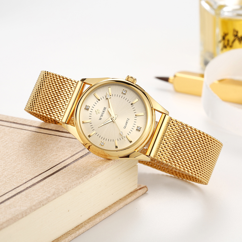 WWOOR Luxury Brand Dress Gold  - Stainless Mesh Band reseña y precio
