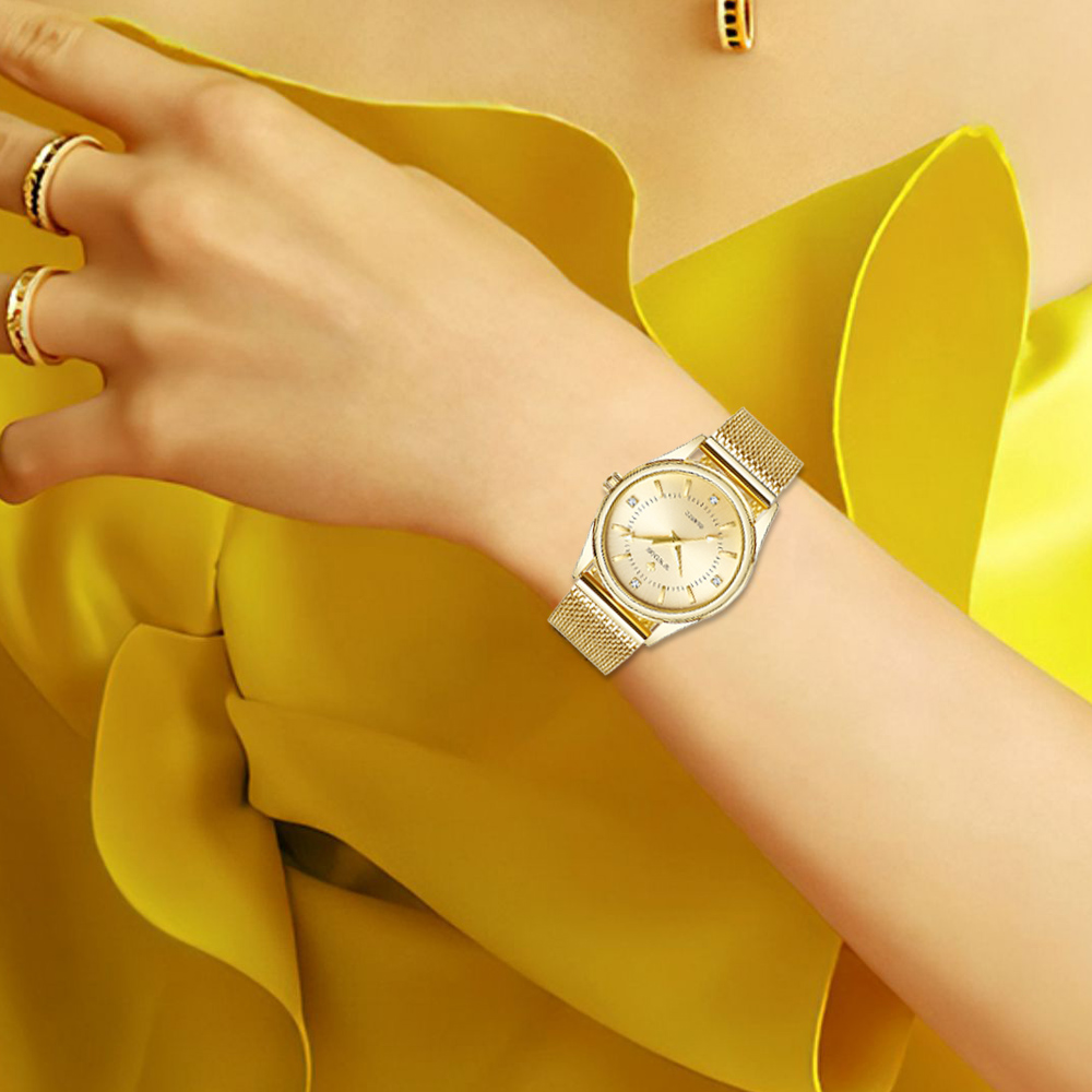 WWOOR Luxury Brand Dress Gold  - Stainless Mesh Band reseña y precio