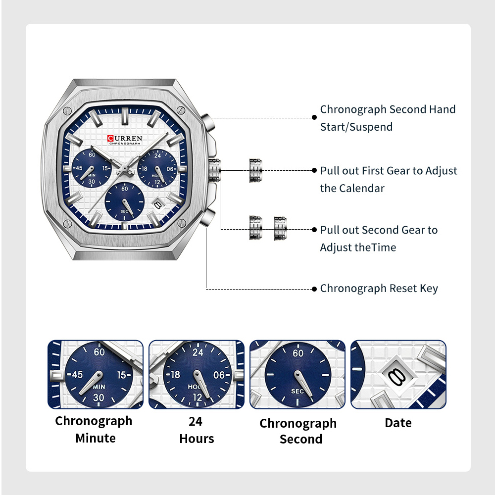 CUREEN Fashion Date Quartz Men - Smartwatch Guess reseña y precio