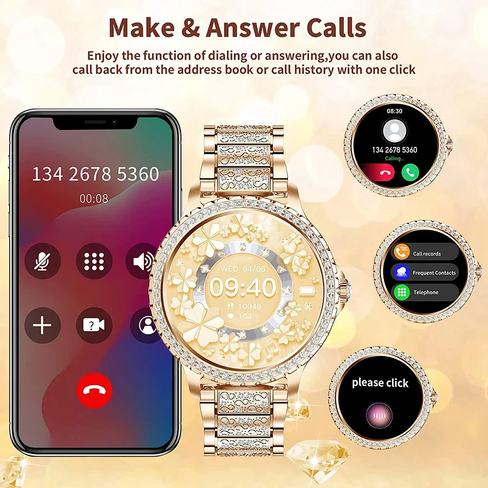 Fashion Luxury Gold Women Smar - Smartwatch Face reseña y precio