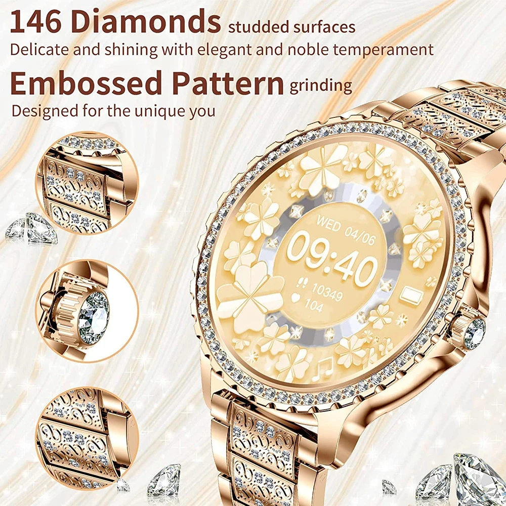 Fashion Luxury Gold Women Smar - Smartwatch Face reseña y precio